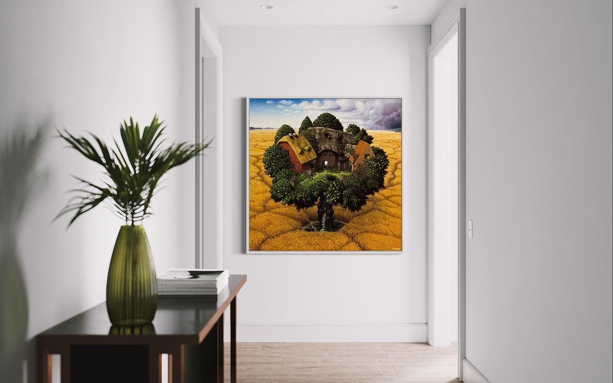 Surreal Art, Enchanted Treehouse Landscape Wall Decor,Abstract Artwork, Surreal Canvas,Surrealism Poster,Landscape Canvas Art, Ready to Hang