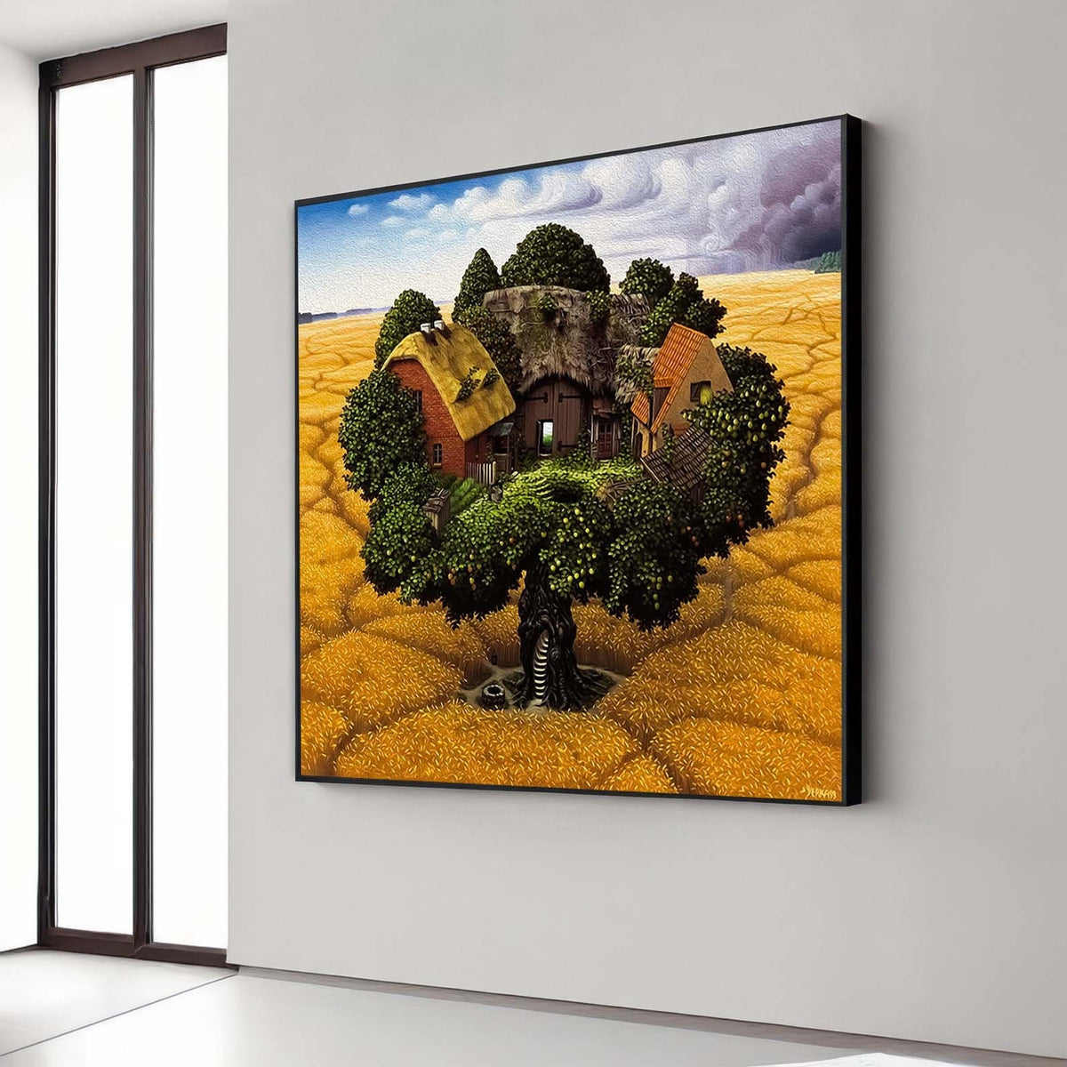 Surreal Art, Enchanted Treehouse Landscape Wall Decor,Abstract Artwork, Surreal Canvas,Surrealism Poster,Landscape Canvas Art, Ready to Hang