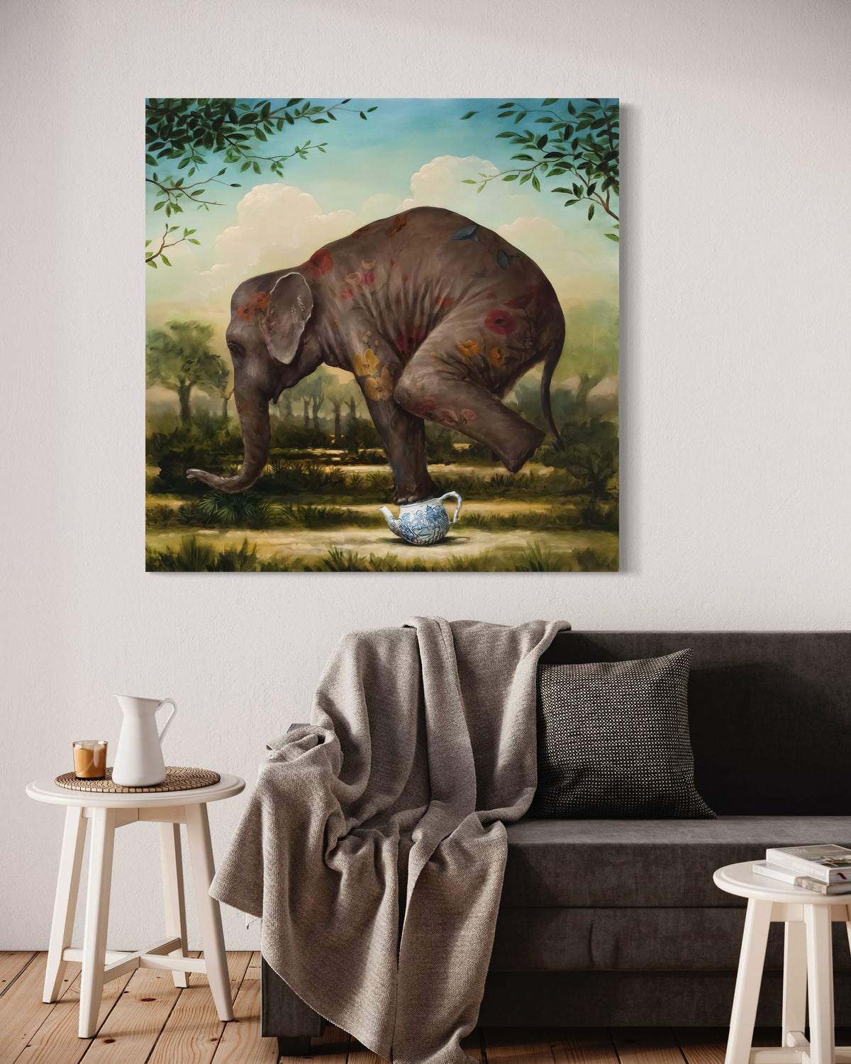Funny Elephant, Abstract Canvas Wall Art, Wall Decor, Wall Art, Surreal Art,Funny Animal Wall Decor, Unique Artwork, Quirky Home Decoration