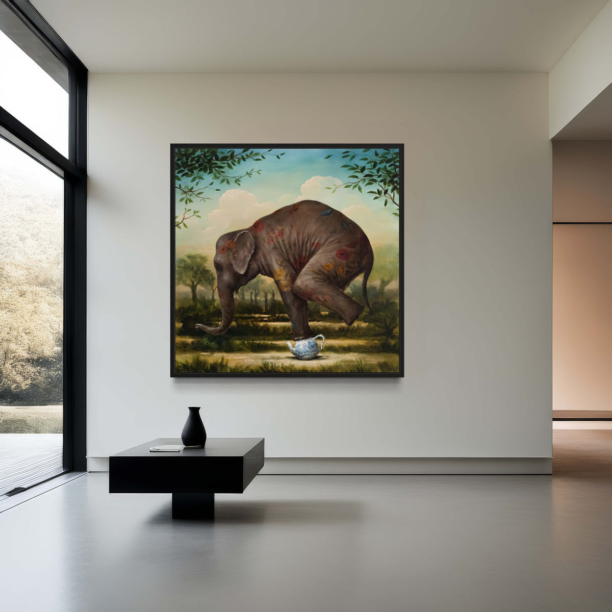 Funny Elephant, Abstract Canvas Wall Art, Wall Decor, Wall Art, Surreal Art,Funny Animal Wall Decor, Unique Artwork, Quirky Home Decoration