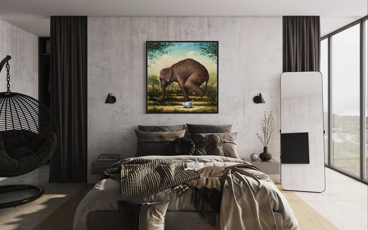 Funny Elephant, Abstract Canvas Wall Art, Wall Decor, Wall Art, Surreal Art,Funny Animal Wall Decor, Unique Artwork, Quirky Home Decoration