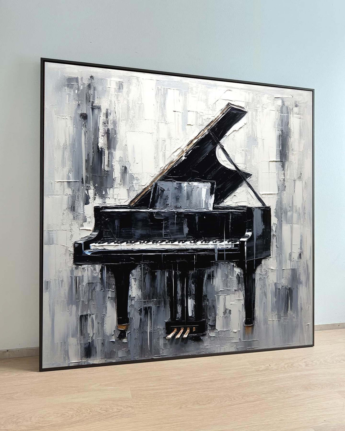 Music Lovers Black  White Canvas Art, Abstract Piano Wall Decor, Ready to Hang, Modern Home Aesthetic