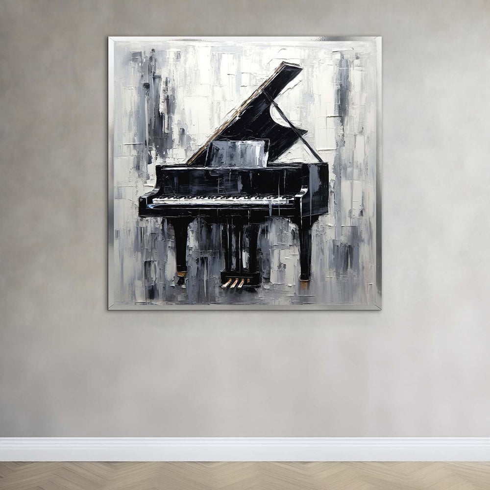 Music Lovers Black  White Canvas Art, Abstract Piano Wall Decor, Ready to Hang, Modern Home Aesthetic