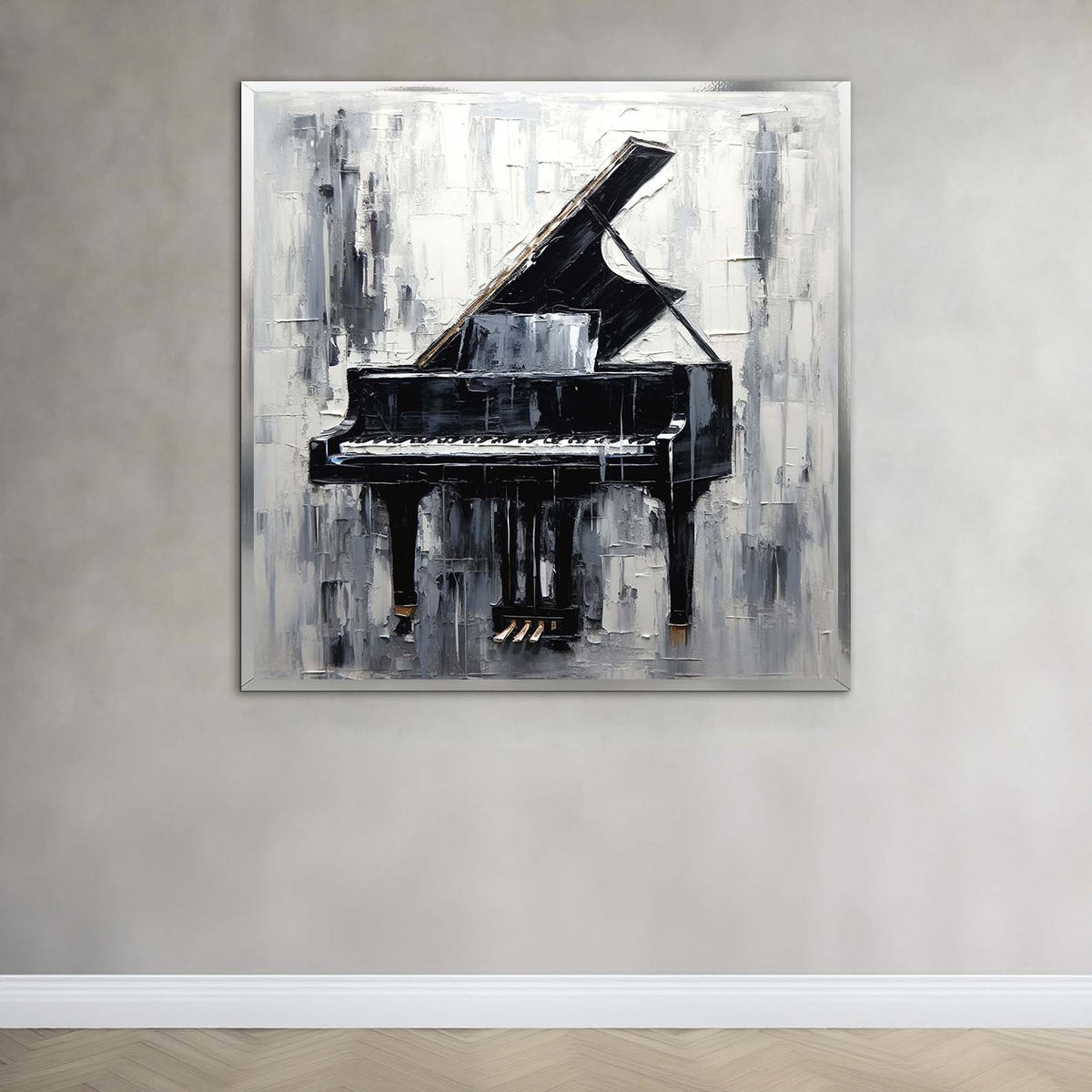 Music Lovers Black  White Canvas Art, Abstract Piano Wall Decor, Ready to Hang, Modern Home Aesthetic
