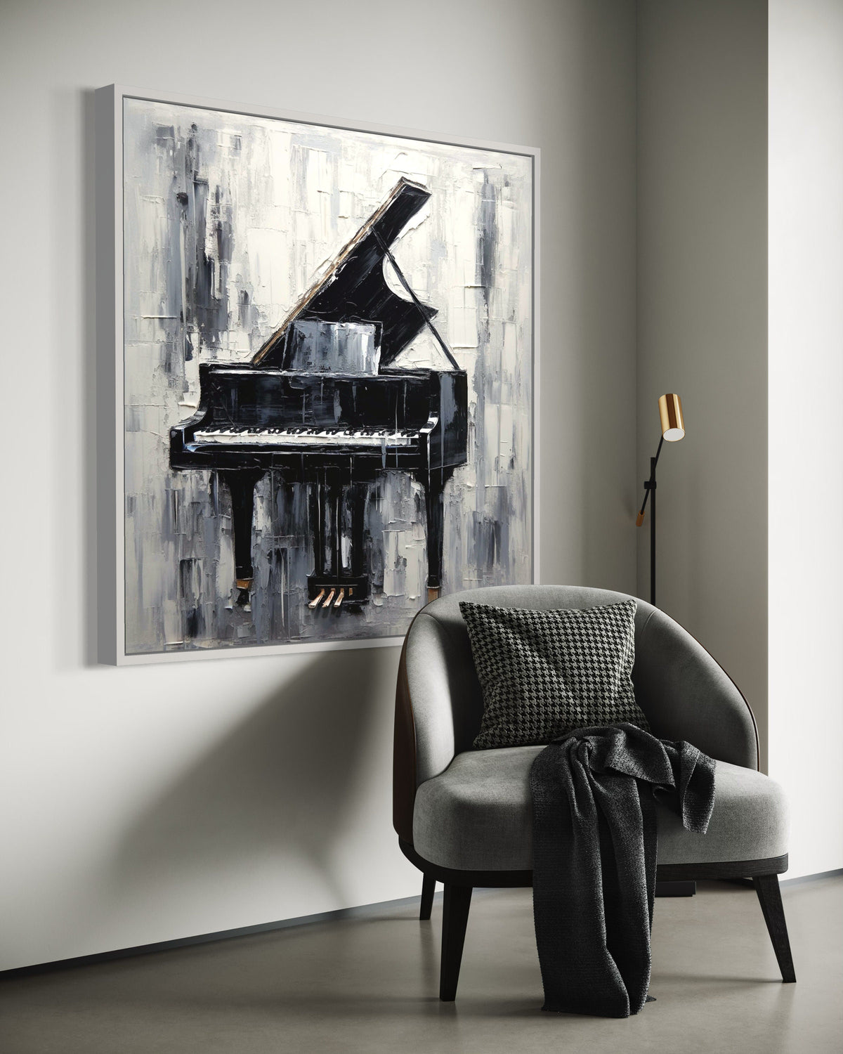 Music Lovers Black  White Canvas Art, Abstract Piano Wall Decor, Ready to Hang, Modern Home Aesthetic