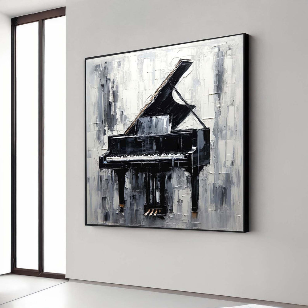 Music Lovers Black  White Canvas Art, Abstract Piano Wall Decor, Ready to Hang, Modern Home Aesthetic