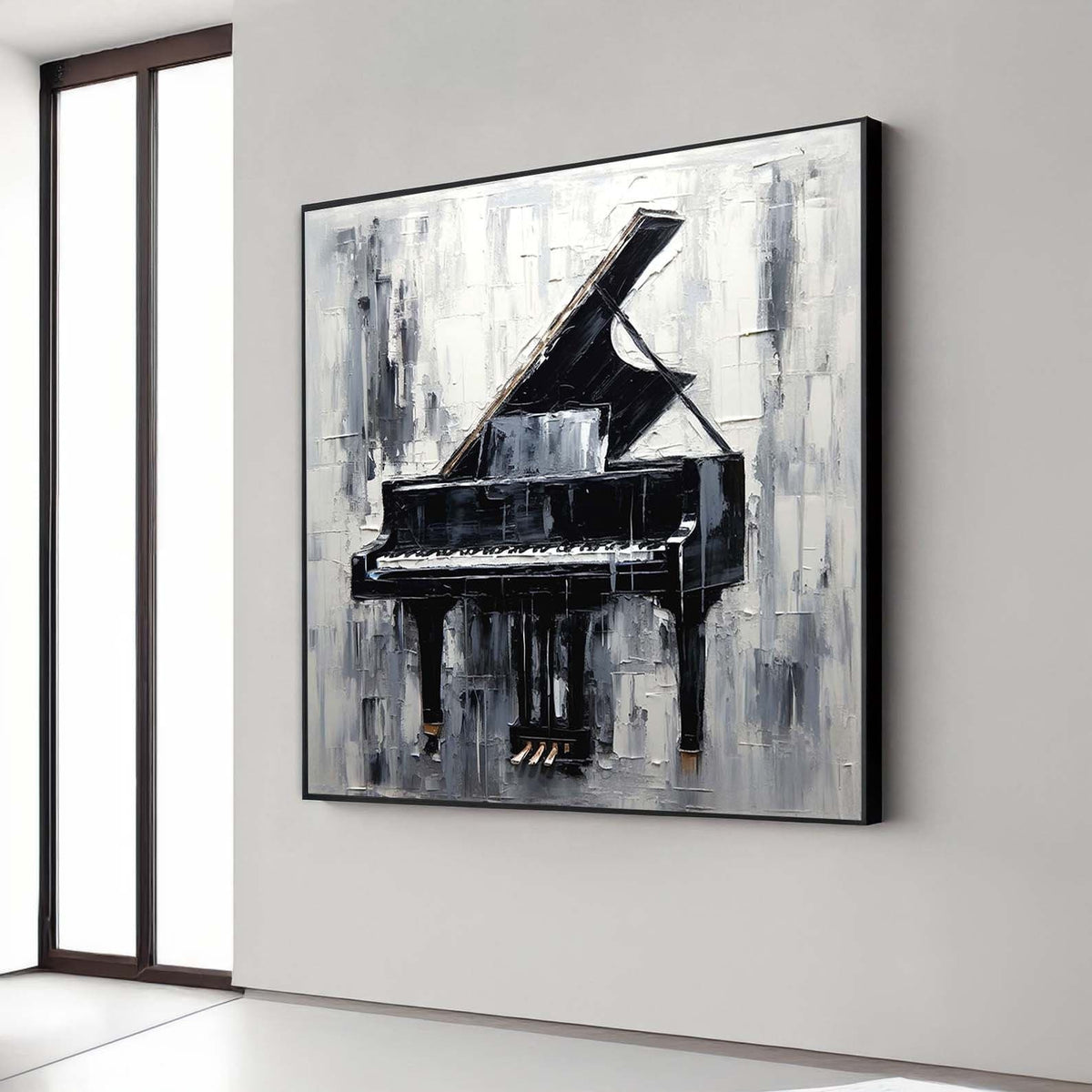 Music Lovers Black  White Canvas Art, Abstract Piano Wall Decor, Ready to Hang, Modern Home Aesthetic