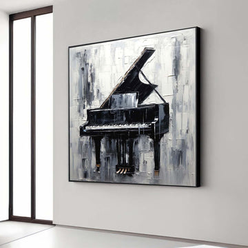Music Lovers Black  White Canvas Art, Abstract Piano Wall Decor, Ready to Hang, Modern Home Aesthetic