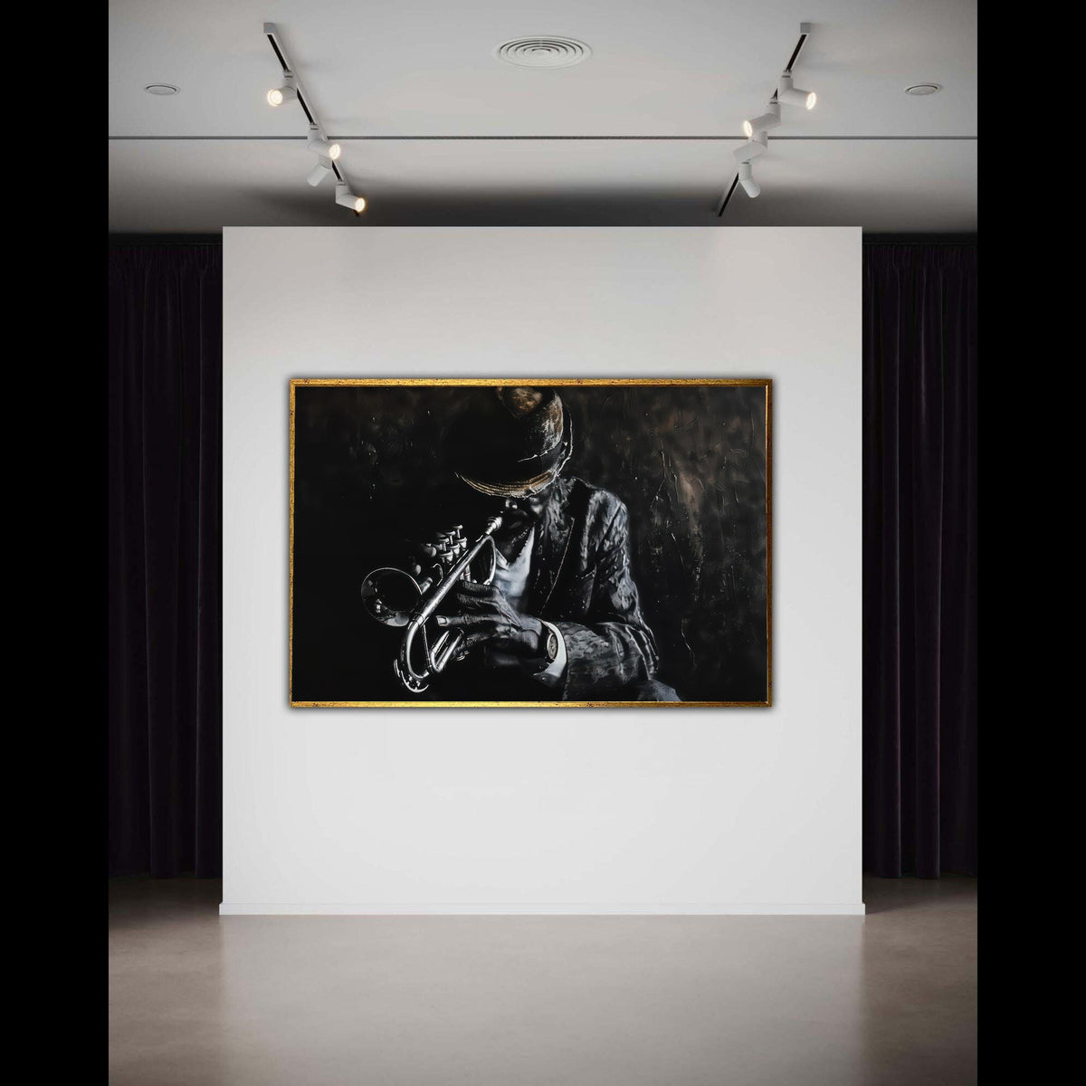 Jazz Trumpet Player Canvas, Moody Black and White Music Art, Vintage Style Musician Print, Dramatic Shadow Decor, Music Lover Gift