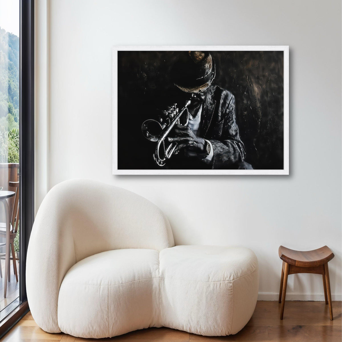 Jazz Trumpet Player Canvas, Moody Black and White Music Art, Vintage Style Musician Print, Dramatic Shadow Decor, Music Lover Gift