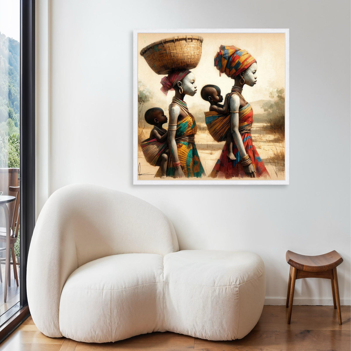 Madagascar Mothers Canvas Art, African Women Child Print, Tribal Family Portrait, Warm Tone Cultural Decor, Joyful Spirits Painterly