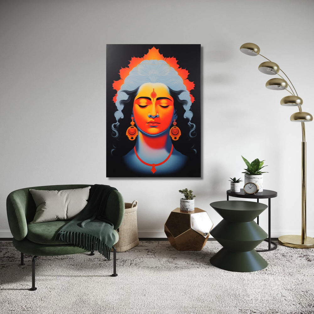 Lord Vishnu Canvas Print, Modern Hindu God Wall Art, Spiritual Home Decor, Vibrant Deity Portrait, Indian Mythology Art, Yoga Studio Art Gif