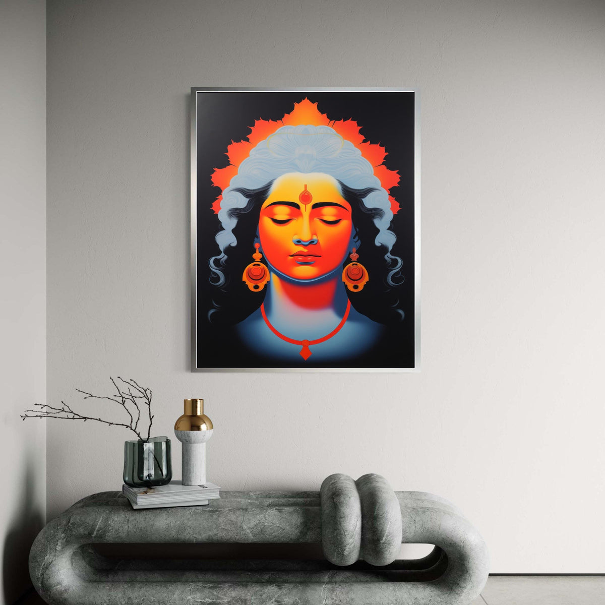 Lord Vishnu Canvas Print, Modern Hindu God Wall Art, Spiritual Home Decor, Vibrant Deity Portrait, Indian Mythology Art, Yoga Studio Art Gif