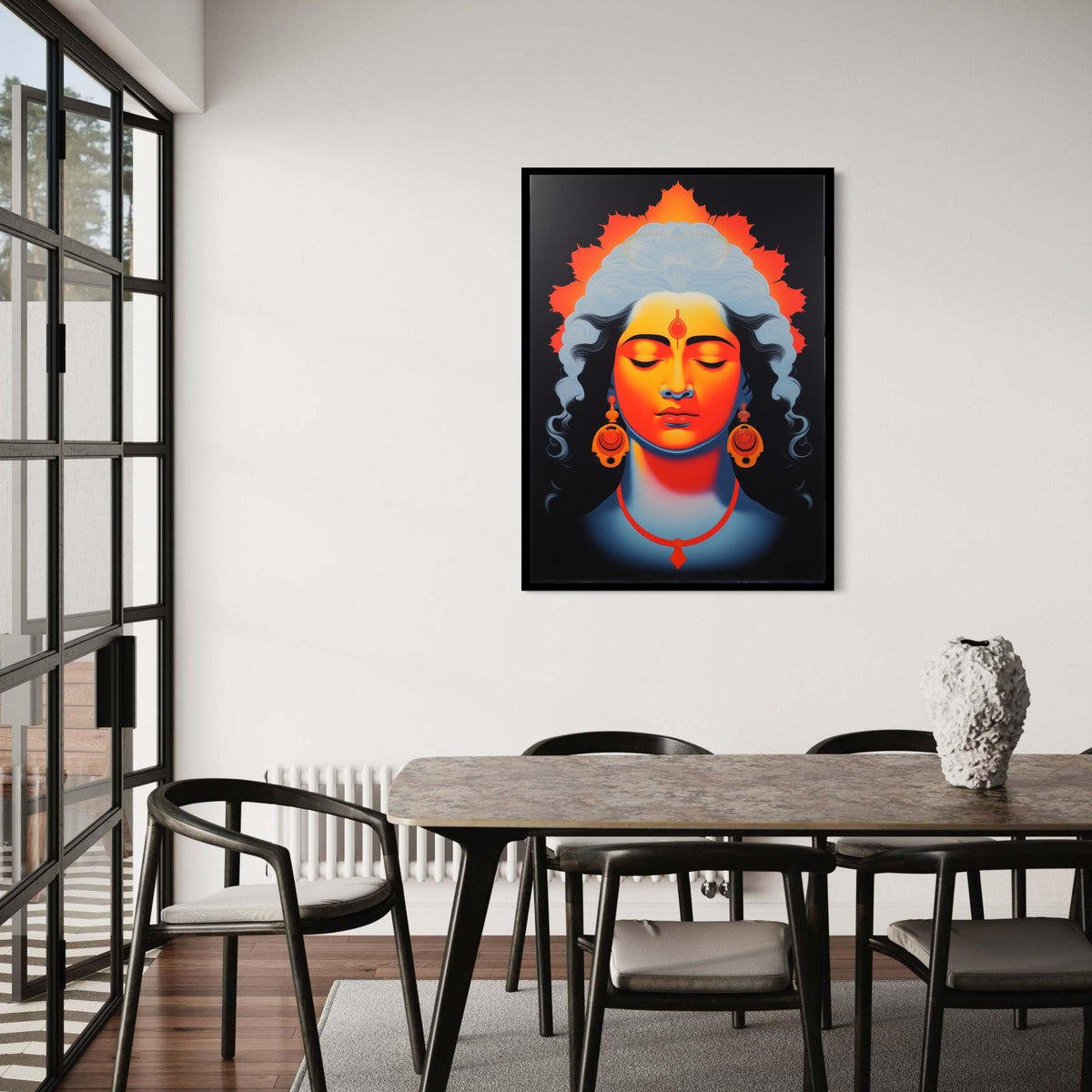 Lord Vishnu Canvas Print, Modern Hindu God Wall Art, Spiritual Home Decor, Vibrant Deity Portrait, Indian Mythology Art, Yoga Studio Art Gif