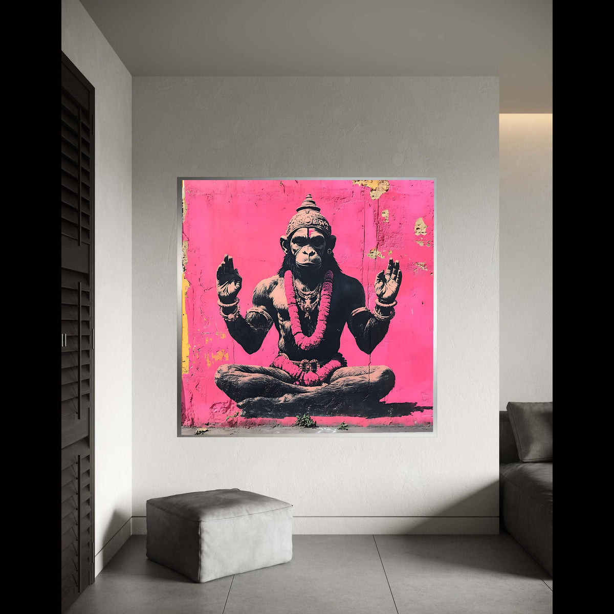 Meditating Buddha Canvas Print, Serene Spiritual Wall Art, Zen Home Decor with Gold Accents, Peaceful Buddha Statue Painting Style Artwork