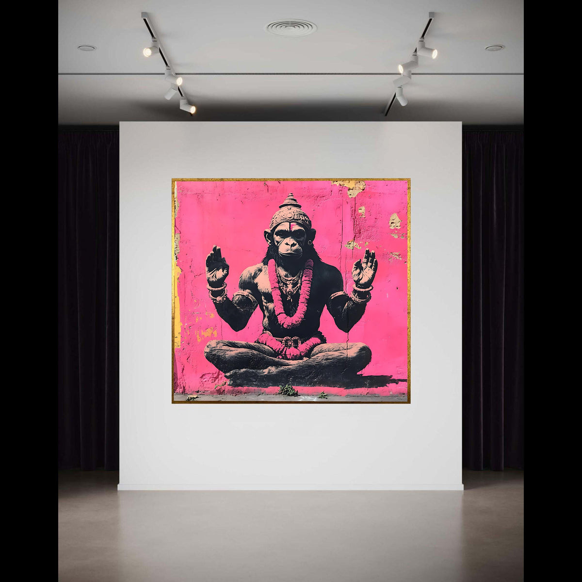 Meditating Buddha Canvas Print, Serene Spiritual Wall Art, Zen Home Decor with Gold Accents, Peaceful Buddha Statue Painting Style Artwork