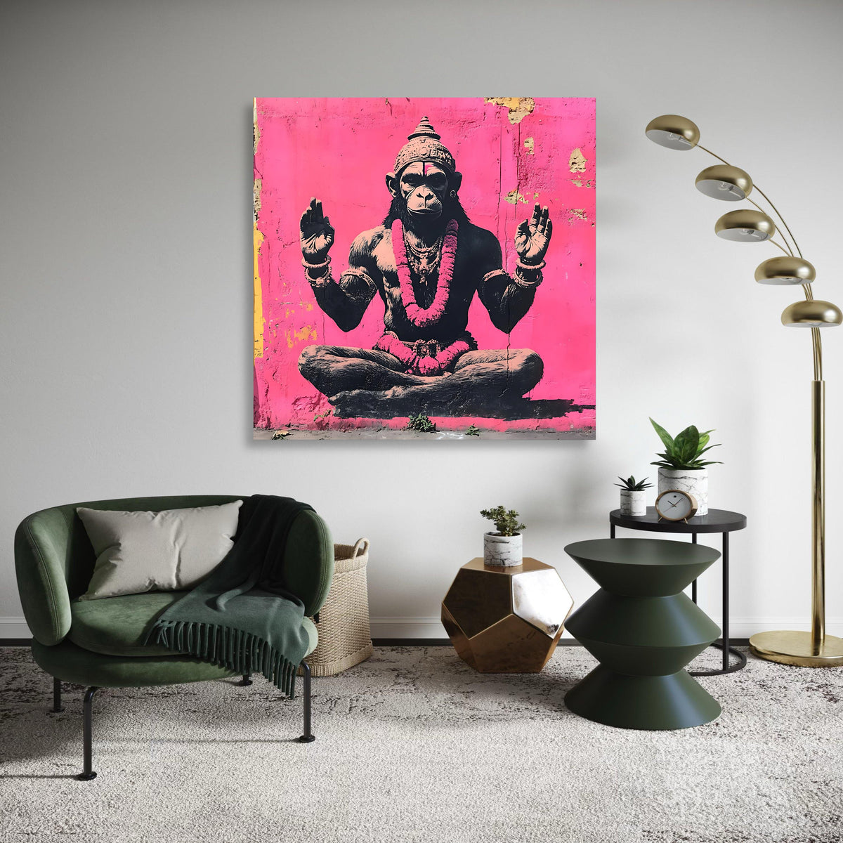 Meditating Buddha Canvas Print, Serene Spiritual Wall Art, Zen Home Decor with Gold Accents, Peaceful Buddha Statue Painting Style Artwork