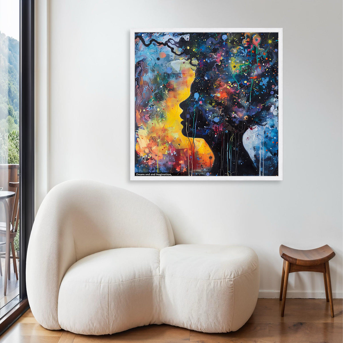 Abstract Face Silhouettes Canvas Print, Vibrant Dreams Imagination Art, Modern Expressive Wall Decor, Colorful Soulful Connection Artwork