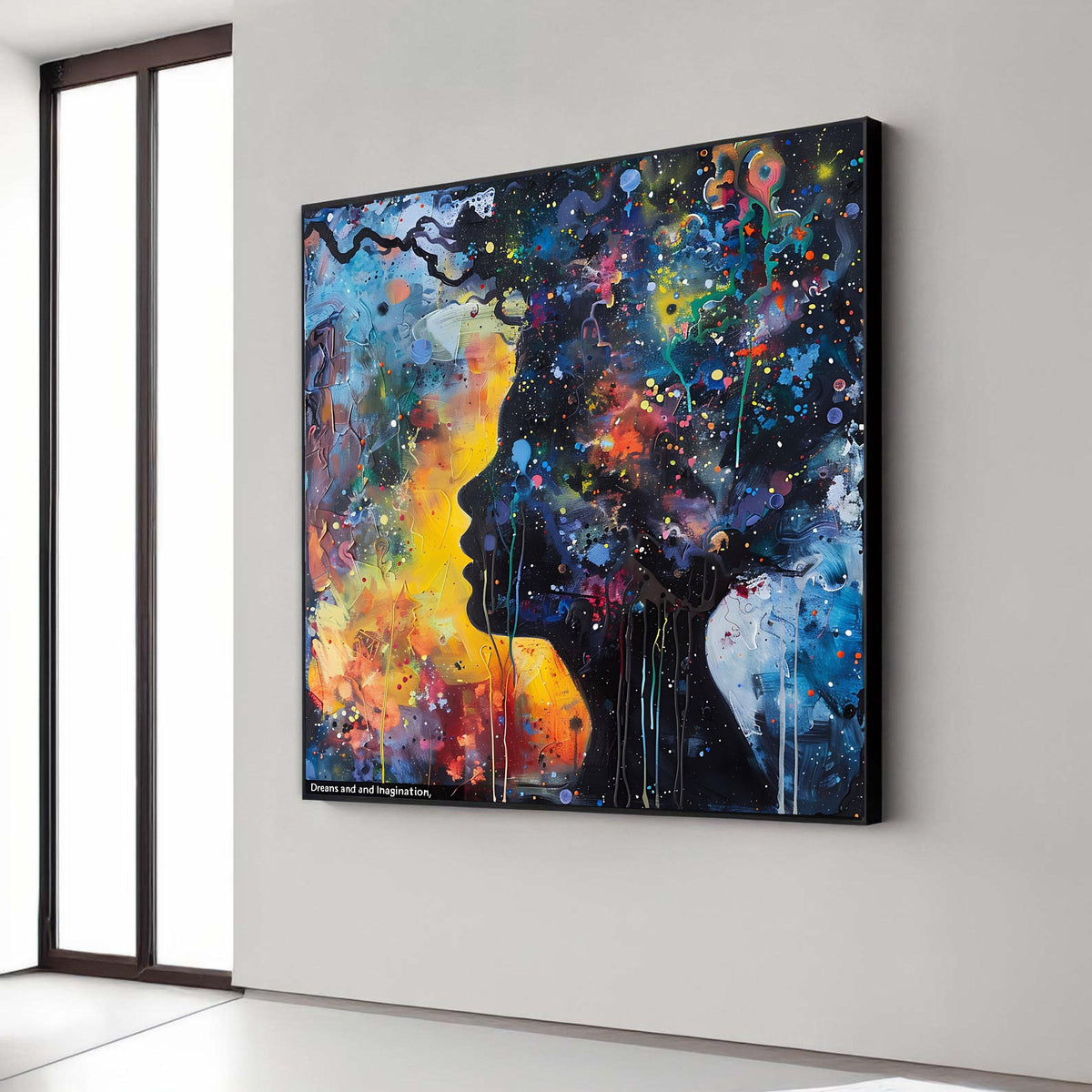 Abstract Face Silhouettes Canvas Print, Vibrant Dreams Imagination Art, Modern Expressive Wall Decor, Colorful Soulful Connection Artwork
