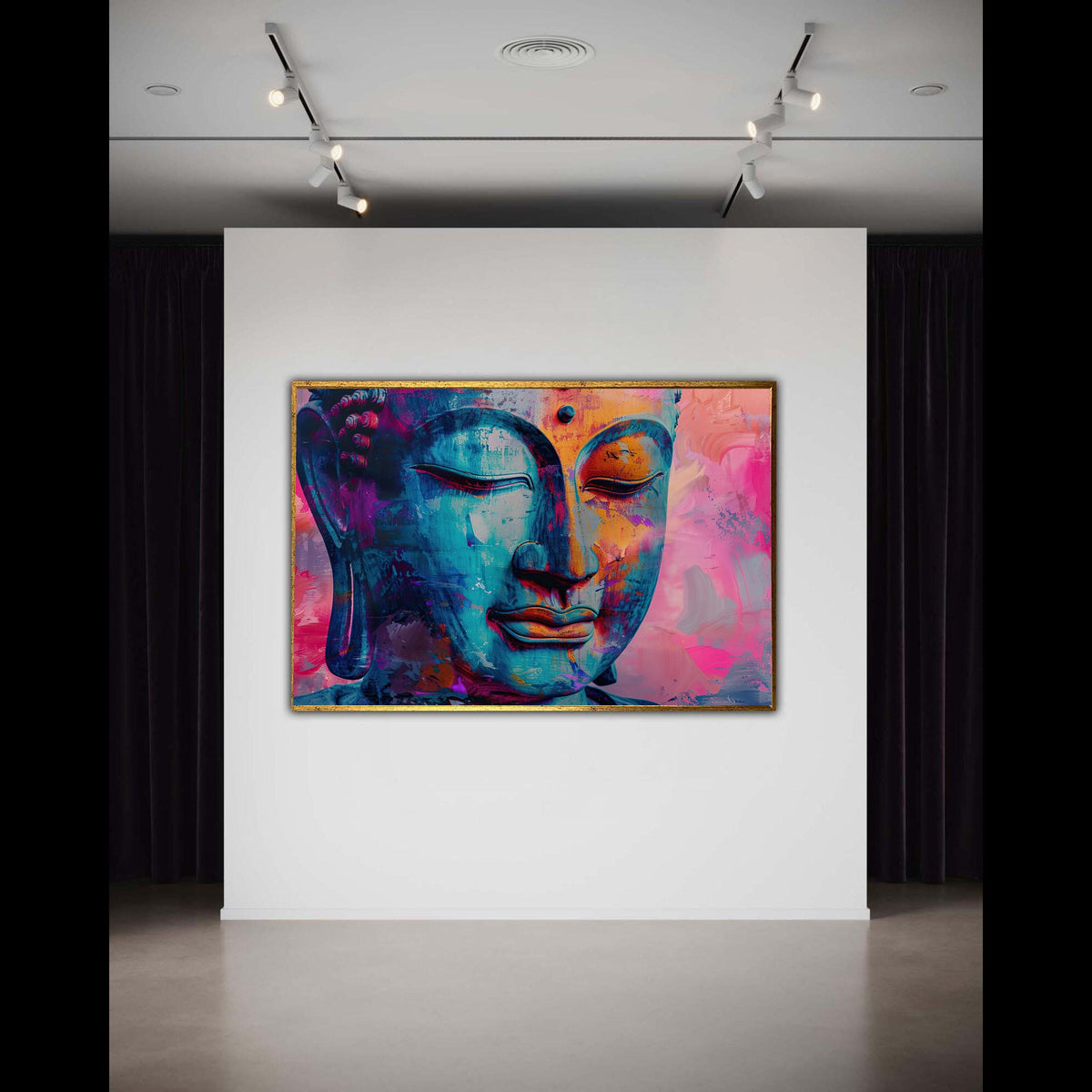 Colorful Abstract Buddha Face Canvas, Vibrant Expressive Spiritual Art Print, Modern Artistic Portrait Wall Decor, Energetic Zen Gift