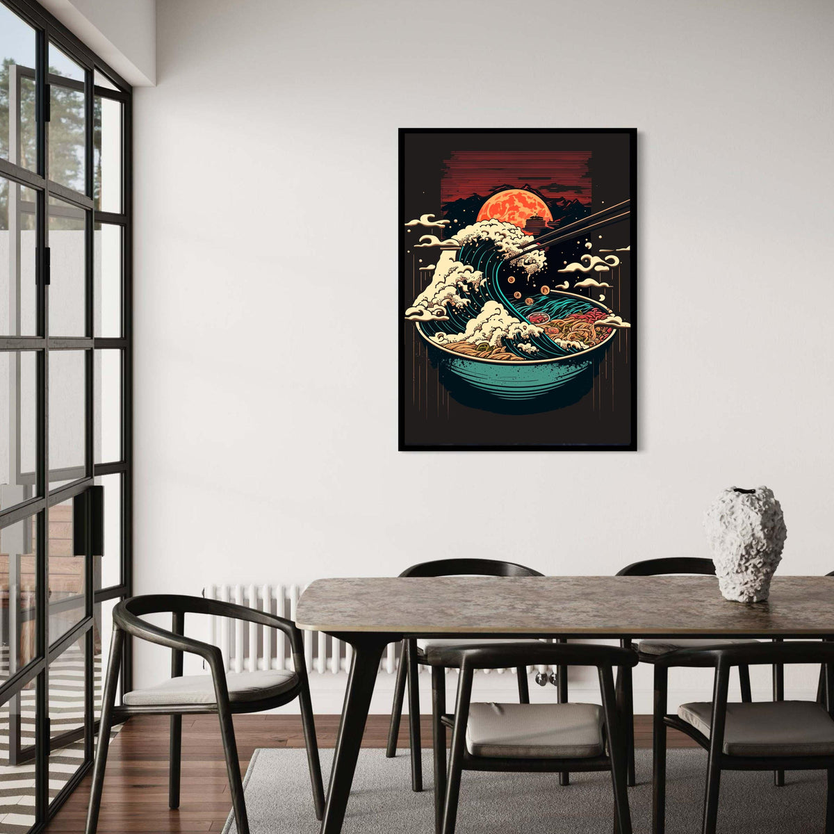 Japanese Ramen Wave Canvas, Sushi Art Print, Asian Food Illustration, Modern Home Wall Art, Kitchen Decor, Unique Gift Art, Home Decor
