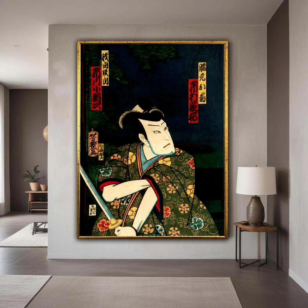 Traditional Samurai Warrior, Ukiyo-e Japanese Art Canvas, Vintage Oriental Wall Art, Historic Asian Decor, Ready to Gift Art, Home Decor