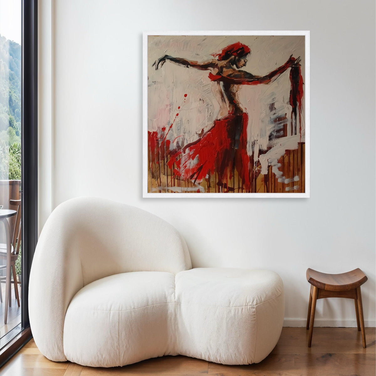 Passionate Flamenco Dancer Canvas, Red Dress Abstract Art, Modern Ballet Wall Decor, Expressionist Dance Painting, Gift Art, Home Decor