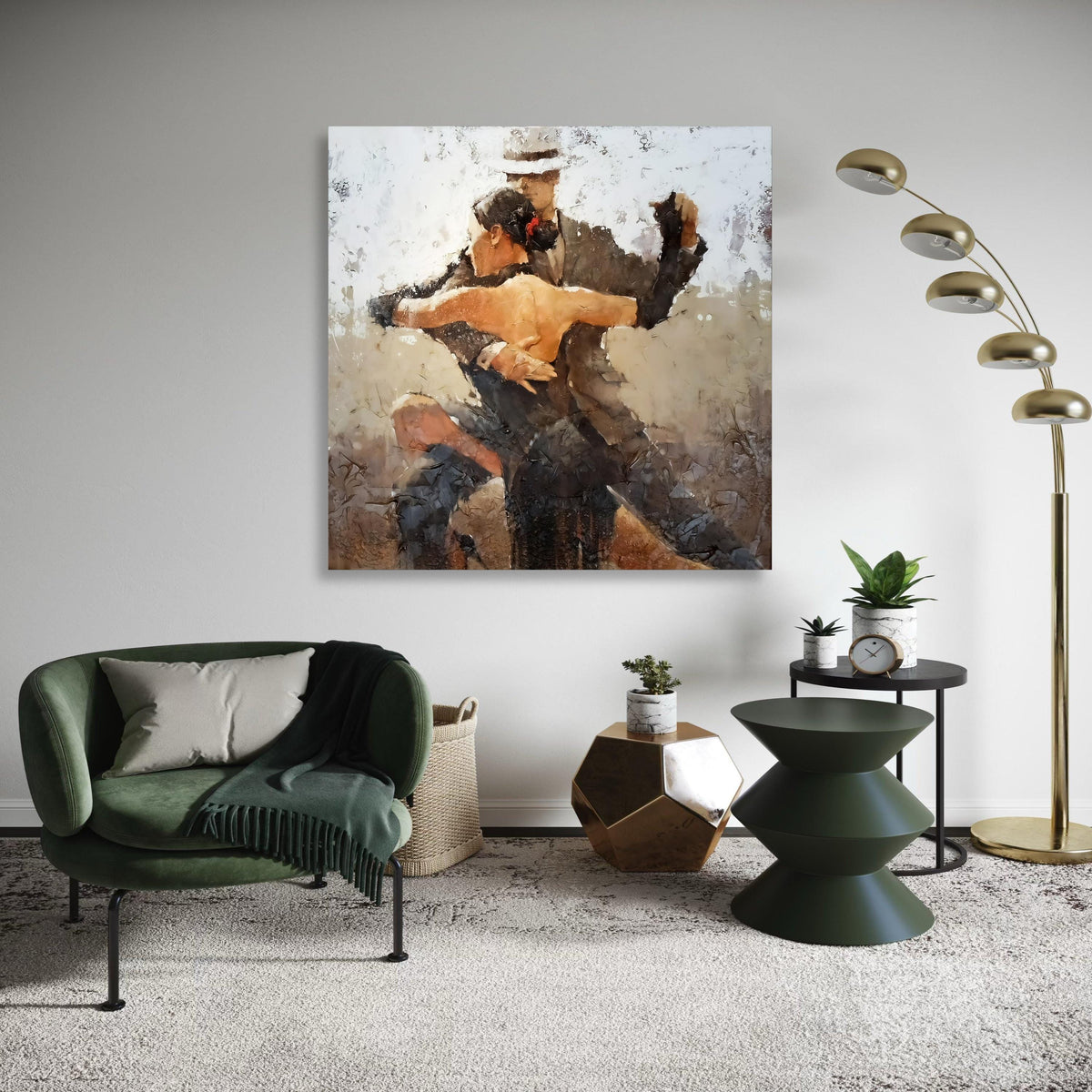 Passionate Tango Dance Couple, Abstract Canvas Wall Art, Romantic Ballroom Scene, Painting Print, Elegant Home Decor Gift Art, Home Decor