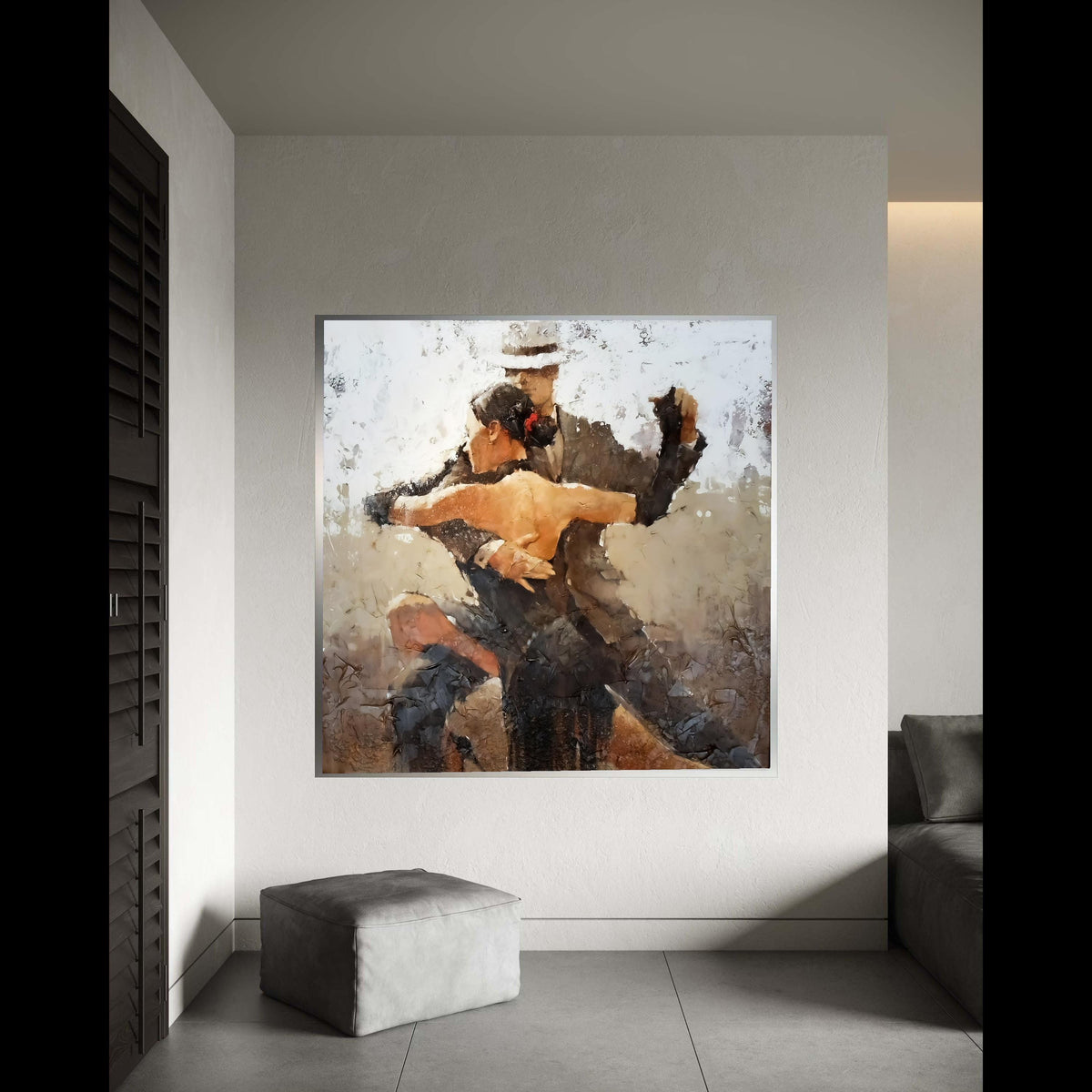 Passionate Tango Dance Couple, Abstract Canvas Wall Art, Romantic Ballroom Scene, Painting Print, Elegant Home Decor Gift Art, Home Decor