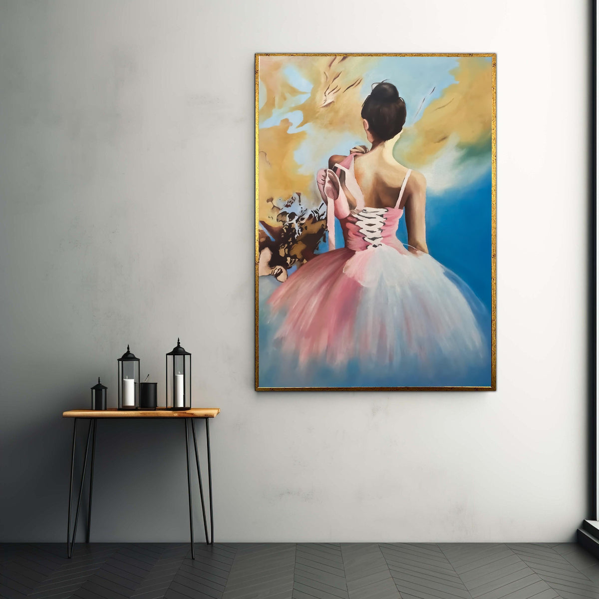 Elegant Ballerina Back View Canvas, Pink Tutu Dance Art, Ballet Slippers Wall Decor, Graceful Dance Canvas, Modern Home Gift Art, Home Decor