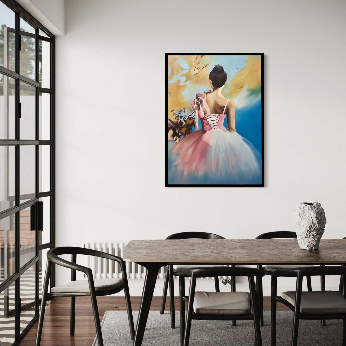 Elegant Ballerina Back View Canvas, Pink Tutu Dance Art, Ballet Slippers Wall Decor, Graceful Dance Canvas, Modern Home Gift Art, Home Decor