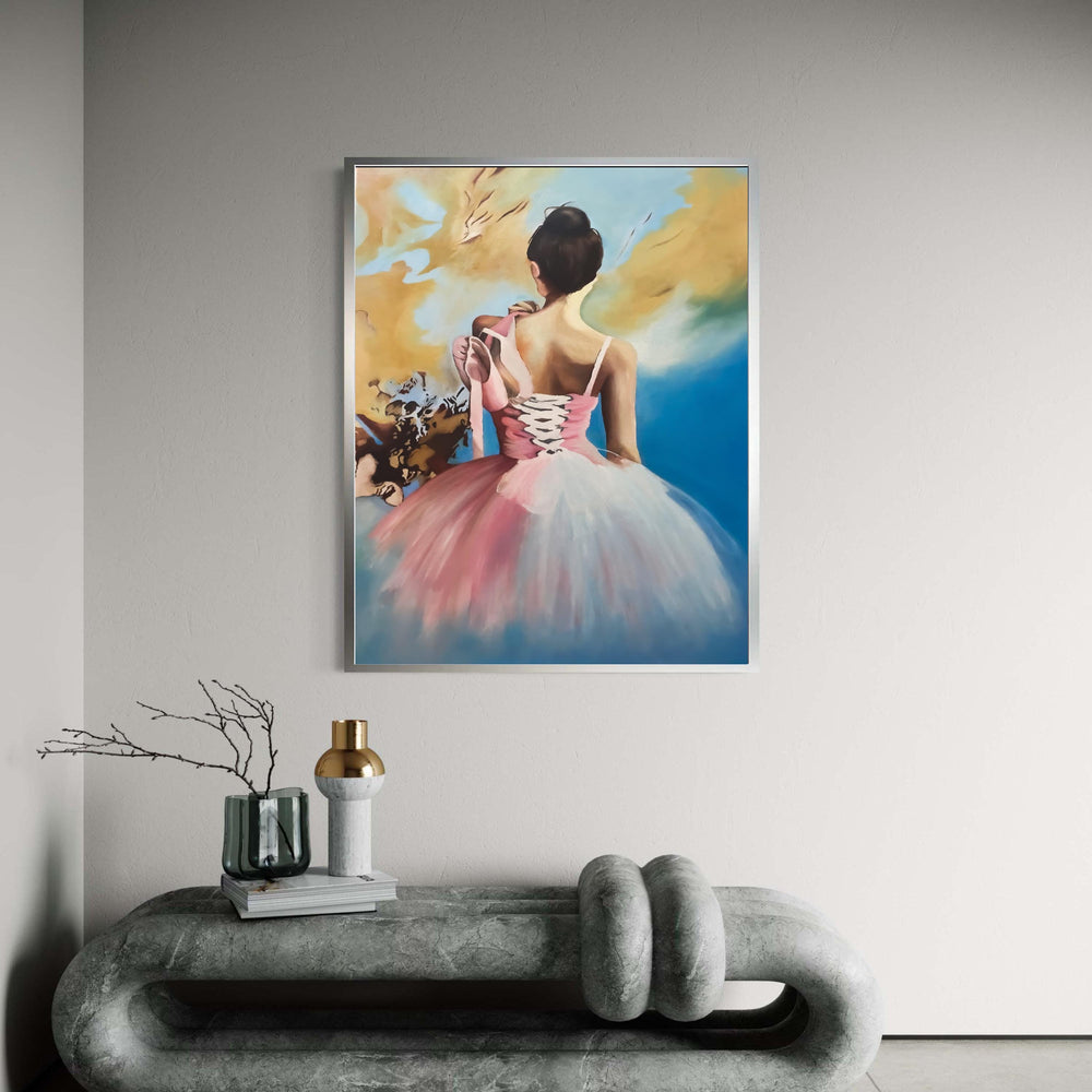 Elegant Ballerina Back View Canvas, Pink Tutu Dance Art, Ballet Slippers Wall Decor, Graceful Dance Canvas, Modern Home Gift Art, Home Decor