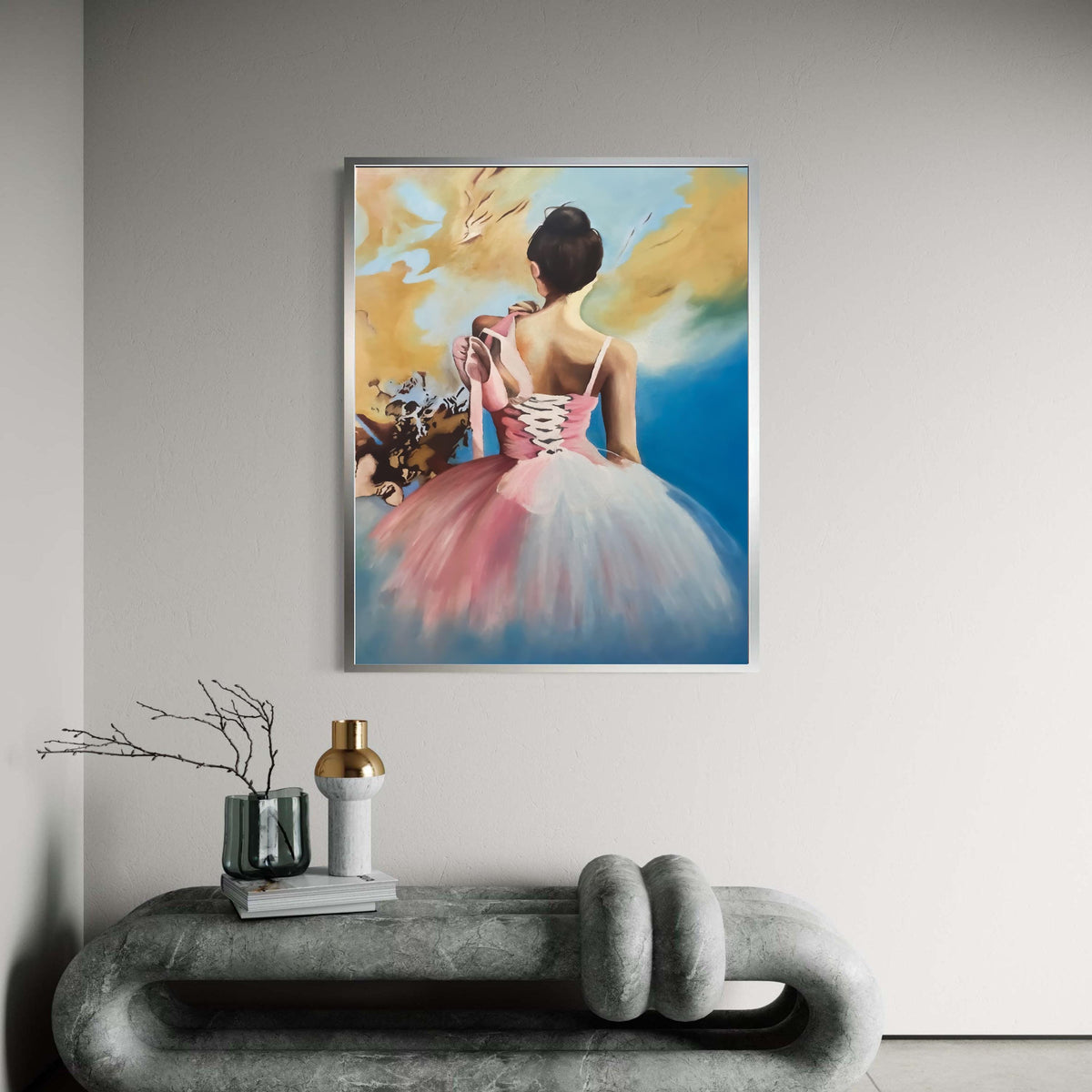 Elegant Ballerina Back View Canvas, Pink Tutu Dance Art, Ballet Slippers Wall Decor, Graceful Dance Canvas, Modern Home Gift Art, Home Decor
