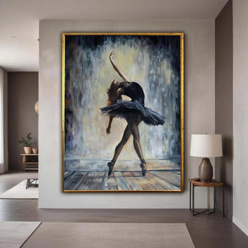 Elegant Ballerina Dance Pose Canvas, Ballet Wall Art, Contemporary Dance Painting, Black Tutu Canvas, Home Decor Canvas Gift Art, Home Decor