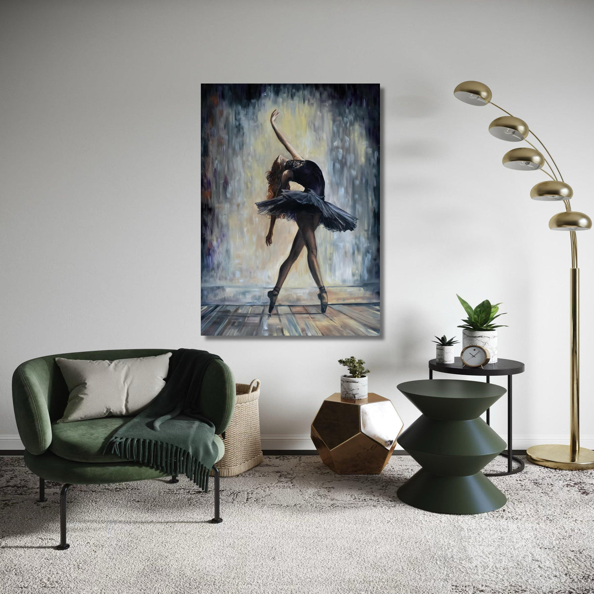 Elegant Ballerina Dance Pose Canvas, Ballet Wall Art, Contemporary Dance Painting, Black Tutu Canvas, Home Decor Canvas Gift Art, Home Decor