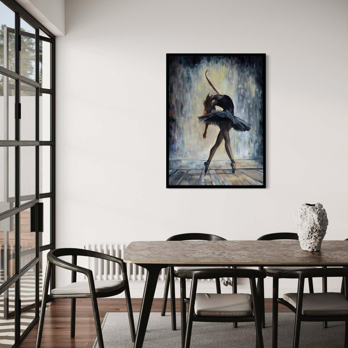 Elegant Ballerina Dance Pose Canvas, Ballet Wall Art, Contemporary Dance Painting, Black Tutu Canvas, Home Decor Canvas Gift Art, Home Decor