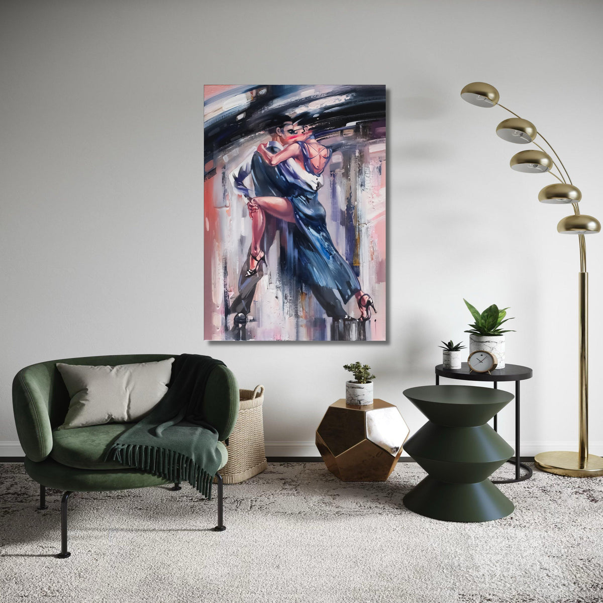 Passionate Dance Couple Canvas, Abstract Tango Wall Art, Romantic Home Decor, Modern Expressionist Canvas, Ready to Gift Art, Home Decor