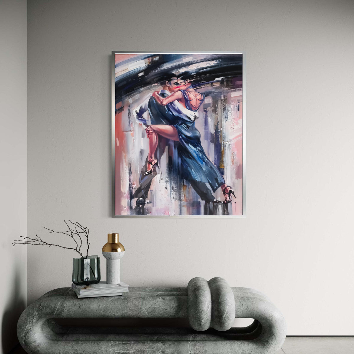 Passionate Dance Couple Canvas, Abstract Tango Wall Art, Romantic Home Decor, Modern Expressionist Canvas, Ready to Gift Art, Home Decor