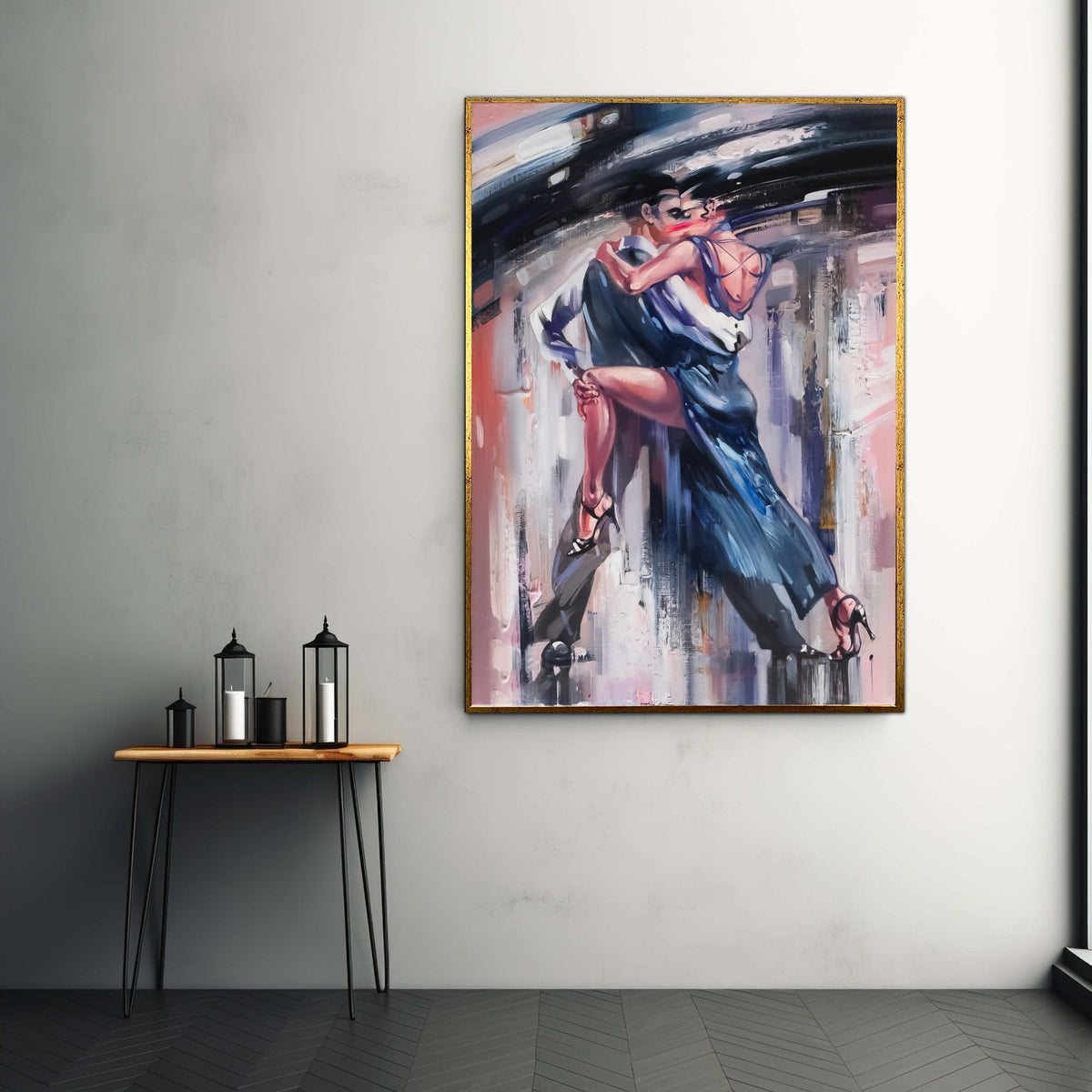 Passionate Dance Couple Canvas, Abstract Tango Wall Art, Romantic Home Decor, Modern Expressionist Canvas, Ready to Gift Art, Home Decor