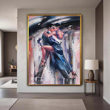 Passionate Dance Couple Canvas, Abstract Tango Wall Art, Romantic Home Decor, Modern Expressionist Canvas, Ready to Gift Art, Home Decor