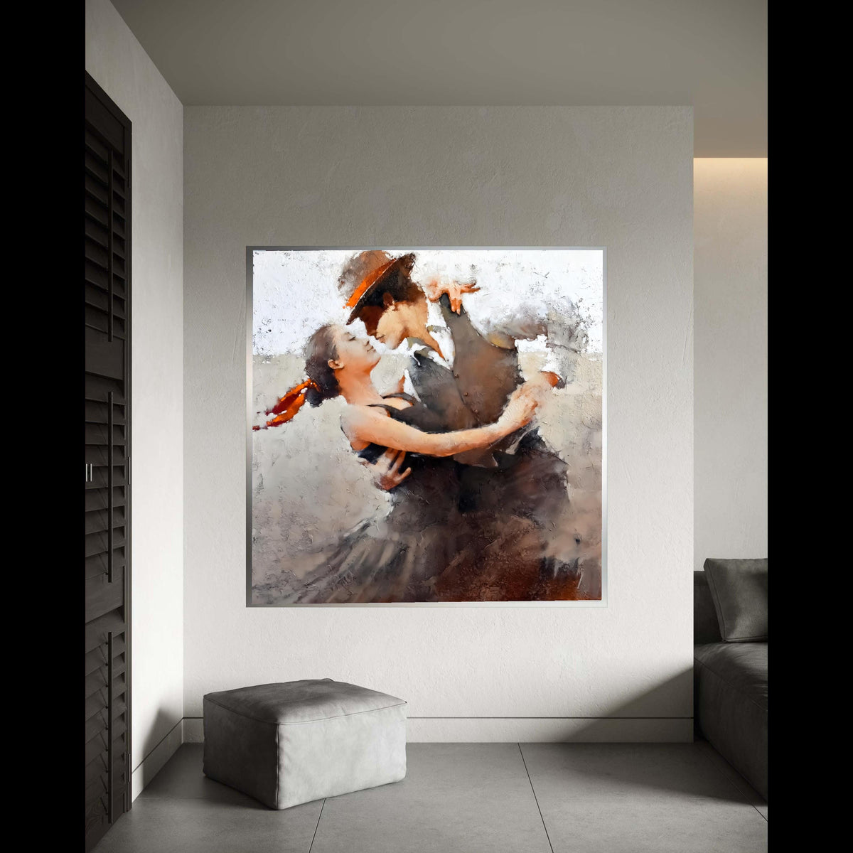 Passionate Tango Dance Couple Canvas, Romantic Dance Wall Art, Ballroom Dancing Canvas, Vintage Style Home Decor, Gift Art, Home Decor