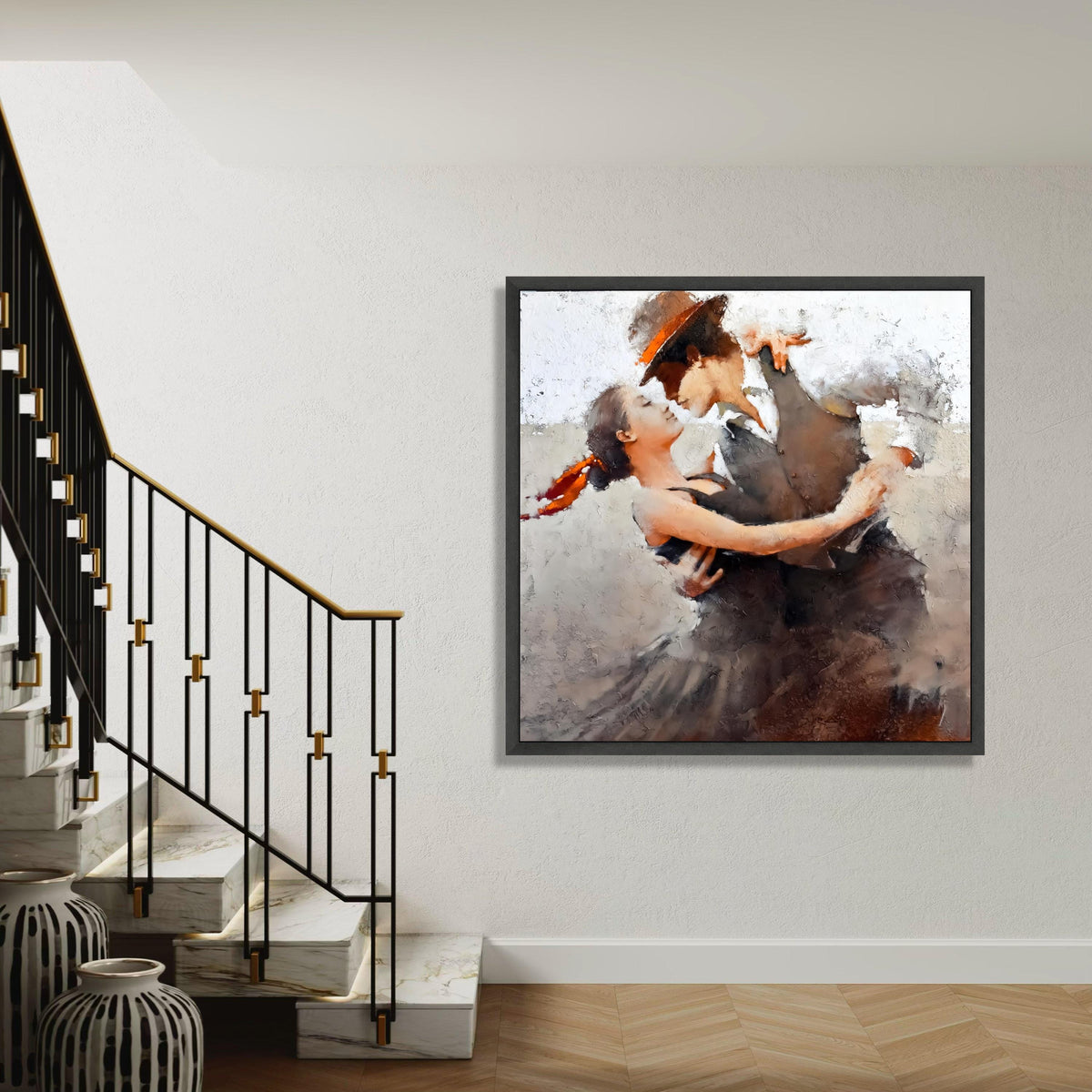 Passionate Tango Dance Couple Canvas, Romantic Dance Wall Art, Ballroom Dancing Canvas, Vintage Style Home Decor, Gift Art, Home Decor