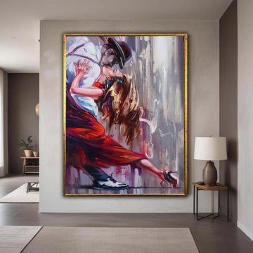 Passionate Tango Dance Couple Canvas, Romantic Ballroom Wall Art, Abstract Dance Illustration, Modern Canvas Decor, Gift Art, Home Decor