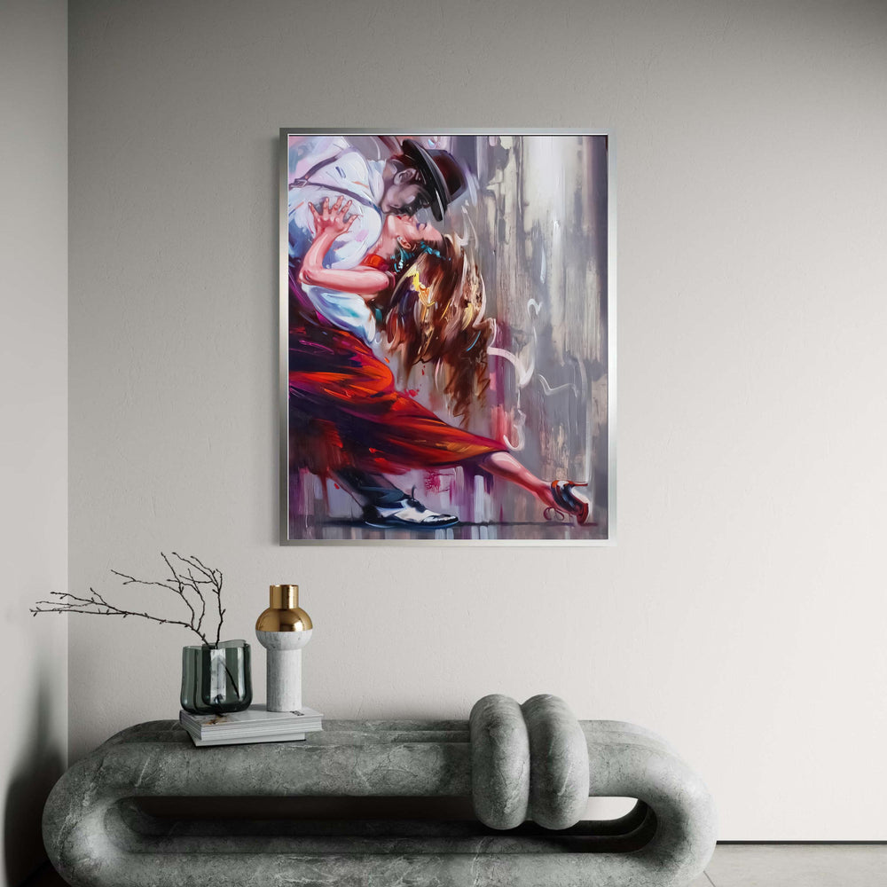 Passionate Tango Dance Couple Canvas, Romantic Ballroom Wall Art, Abstract Dance Illustration, Modern Canvas Decor, Gift Art, Home Decor