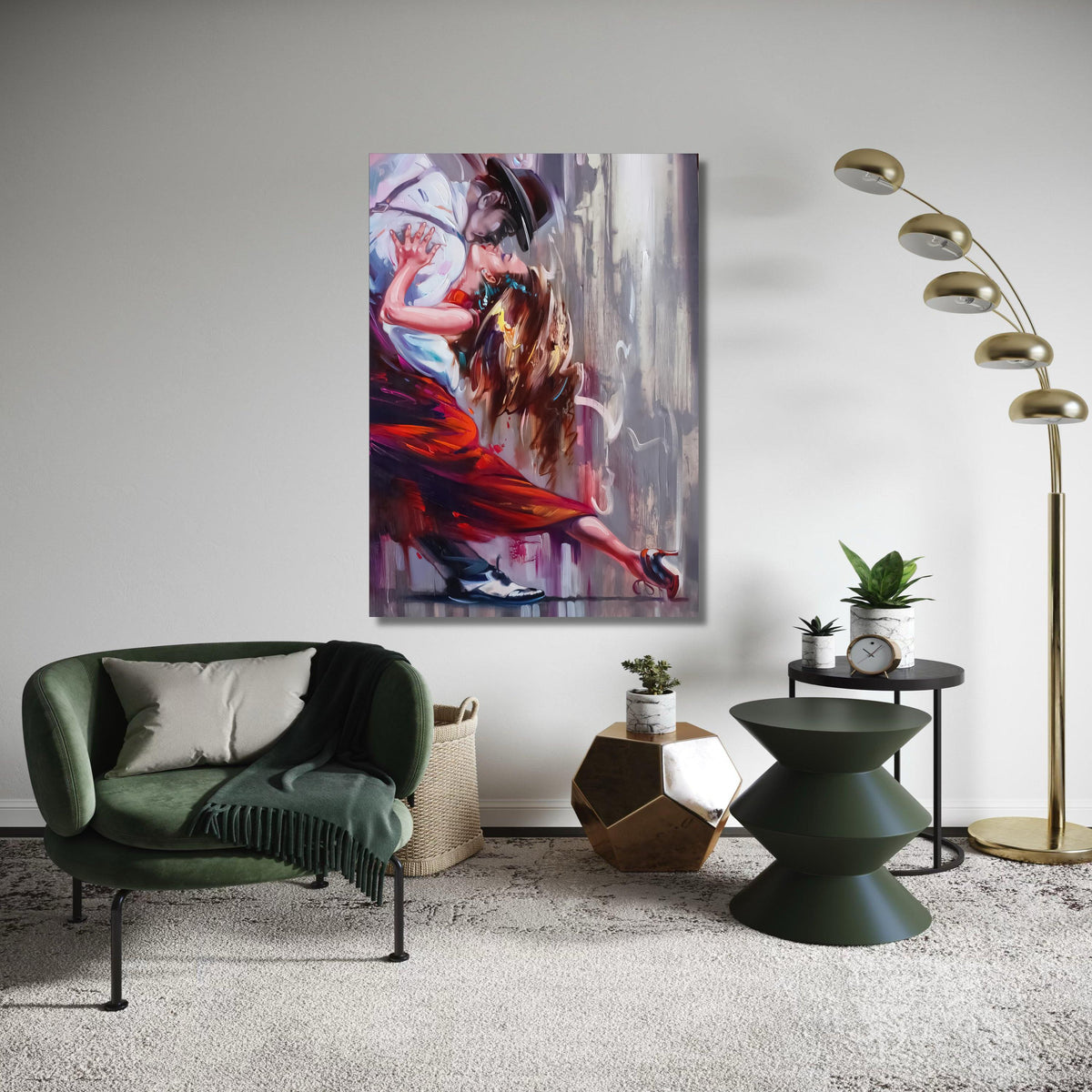 Passionate Tango Dance Couple Canvas, Romantic Ballroom Wall Art, Abstract Dance Illustration, Modern Canvas Decor, Gift Art, Home Decor