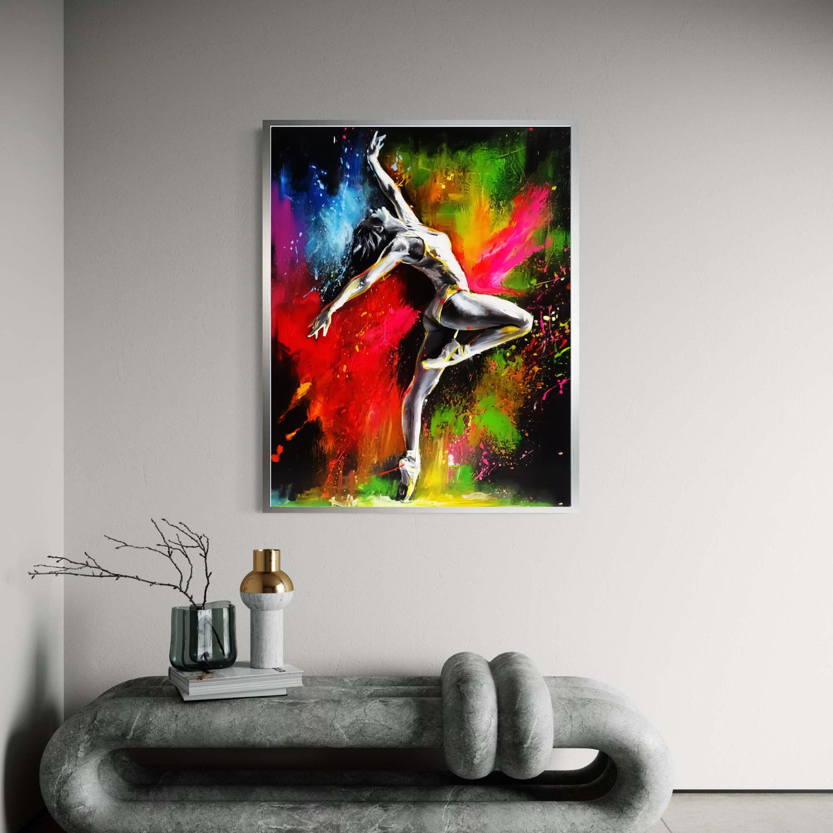 Vibrant Ballet Dance Canvas Wall Art, Modern Abstract Dancer Painting, Colorful Performance Art Decor, Contemporary Gift Art, Home Decor
