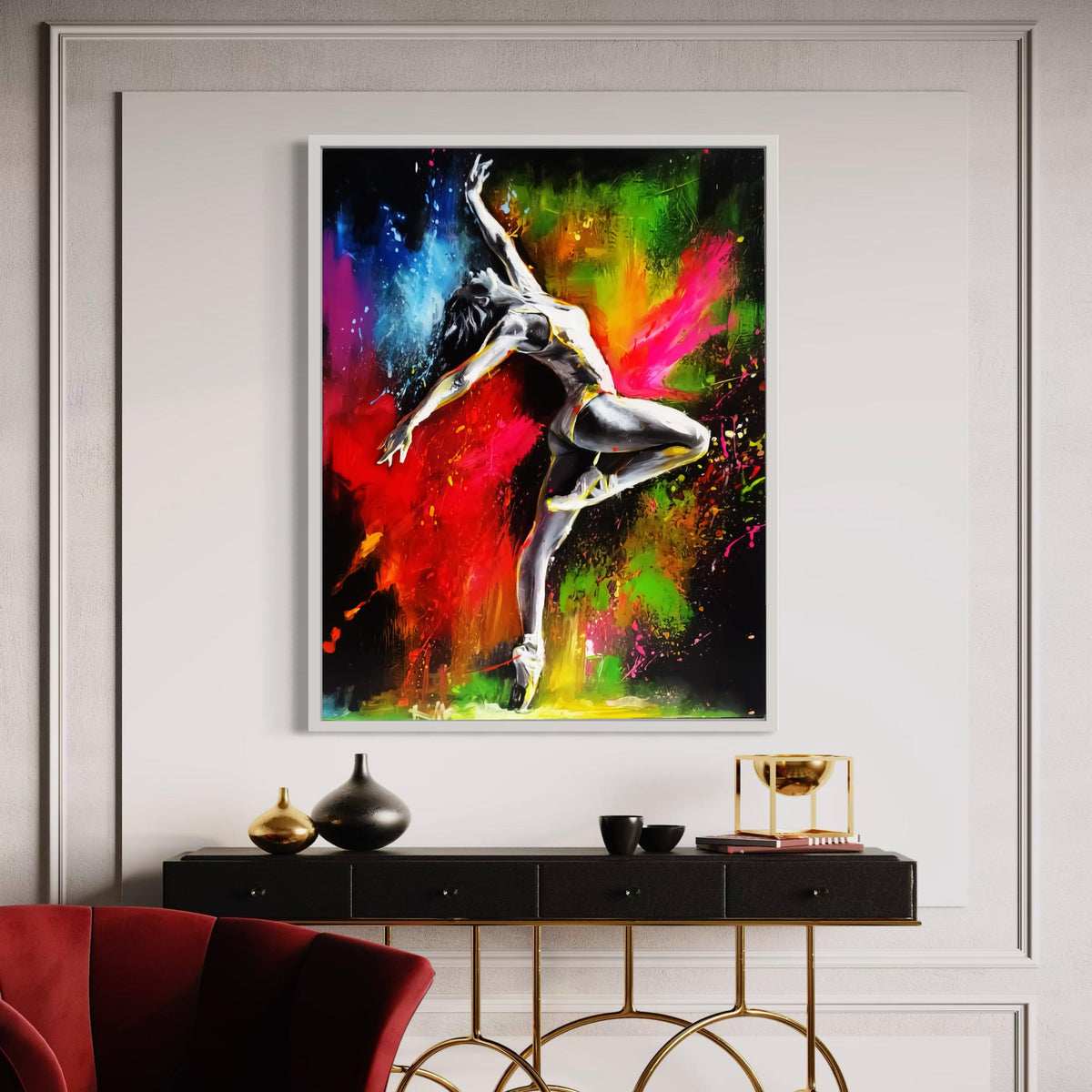 Vibrant Ballet Dance Canvas Wall Art, Modern Abstract Dancer Painting, Colorful Performance Art Decor, Contemporary Gift Art, Home Decor