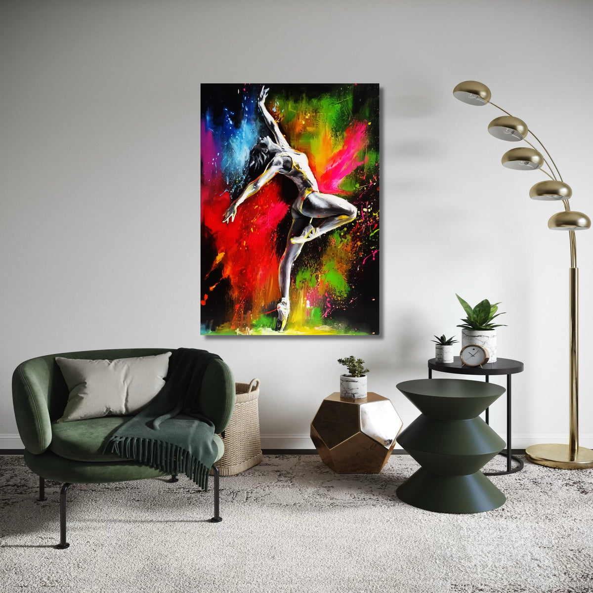 Vibrant Ballet Dance Canvas Wall Art, Modern Abstract Dancer Painting, Colorful Performance Art Decor, Contemporary Gift Art, Home Decor