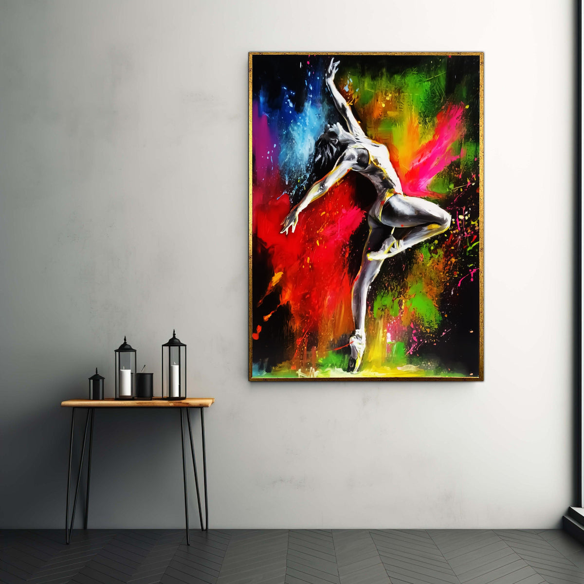 Vibrant Ballet Dance Canvas Wall Art, Modern Abstract Dancer Painting, Colorful Performance Art Decor, Contemporary Gift Art, Home Decor