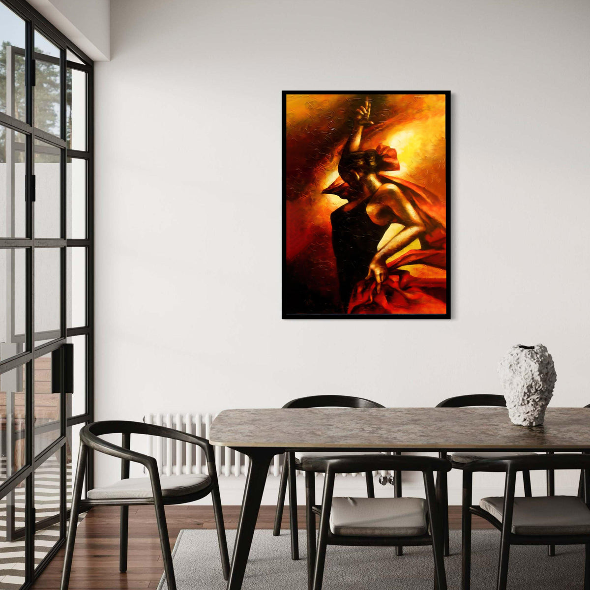 Passionate Flamenco Dancer Canvas, Spanish Dance Art, Vibrant Red and Orange Wall Art, Abstract Movement Canvas, Home Gift Art, Home Decor